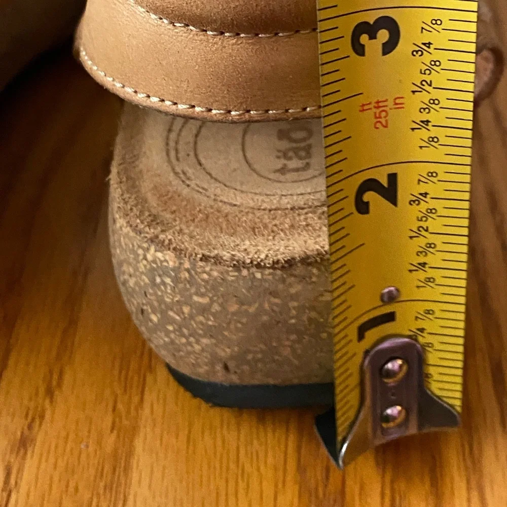 täōs Trulie Camel Woven Leather Strappy‎ Cork Comfort Sandal SZ 41 (10-10.5)